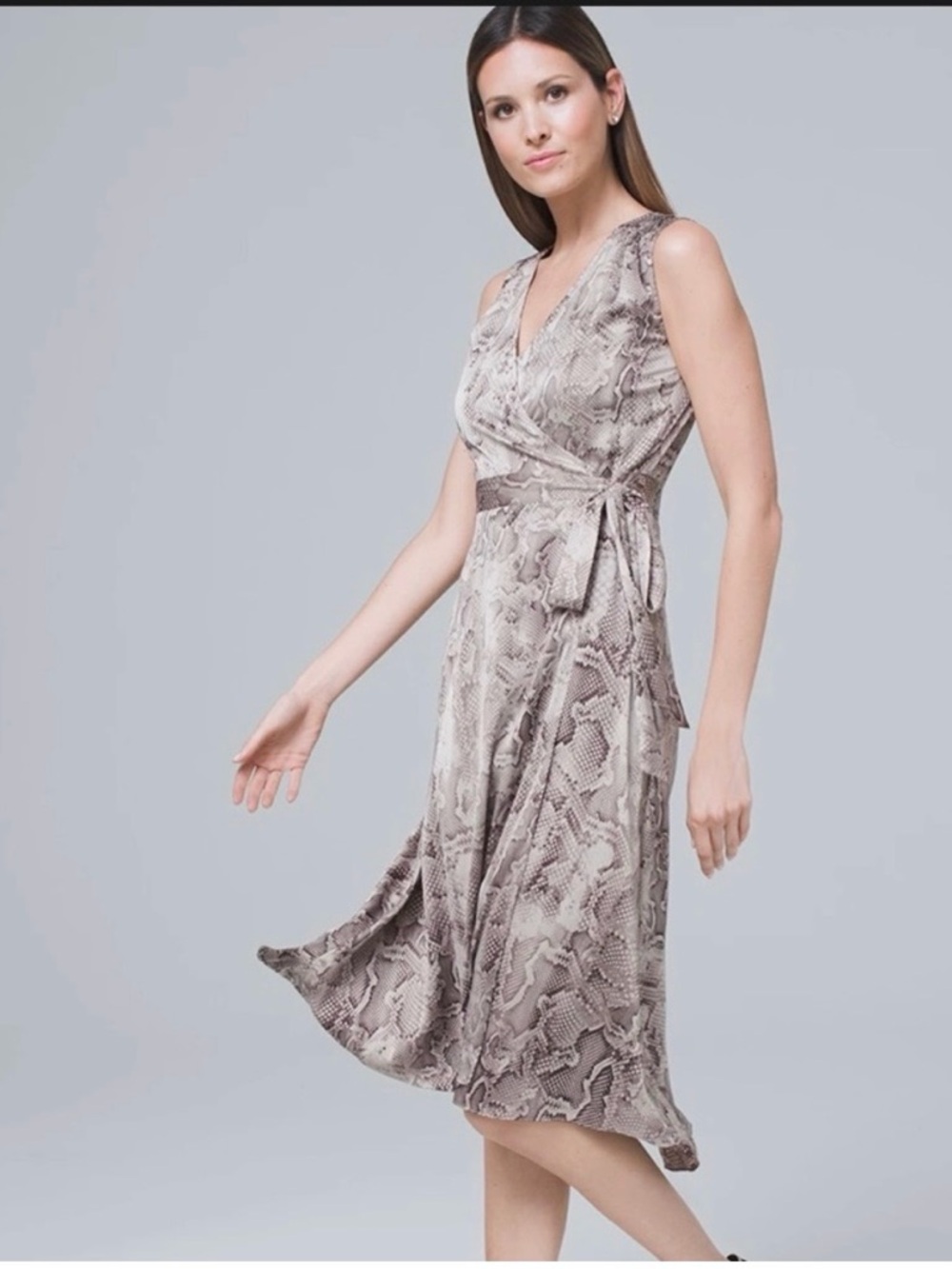 White House Black Market Snake-Print Wrap Dress